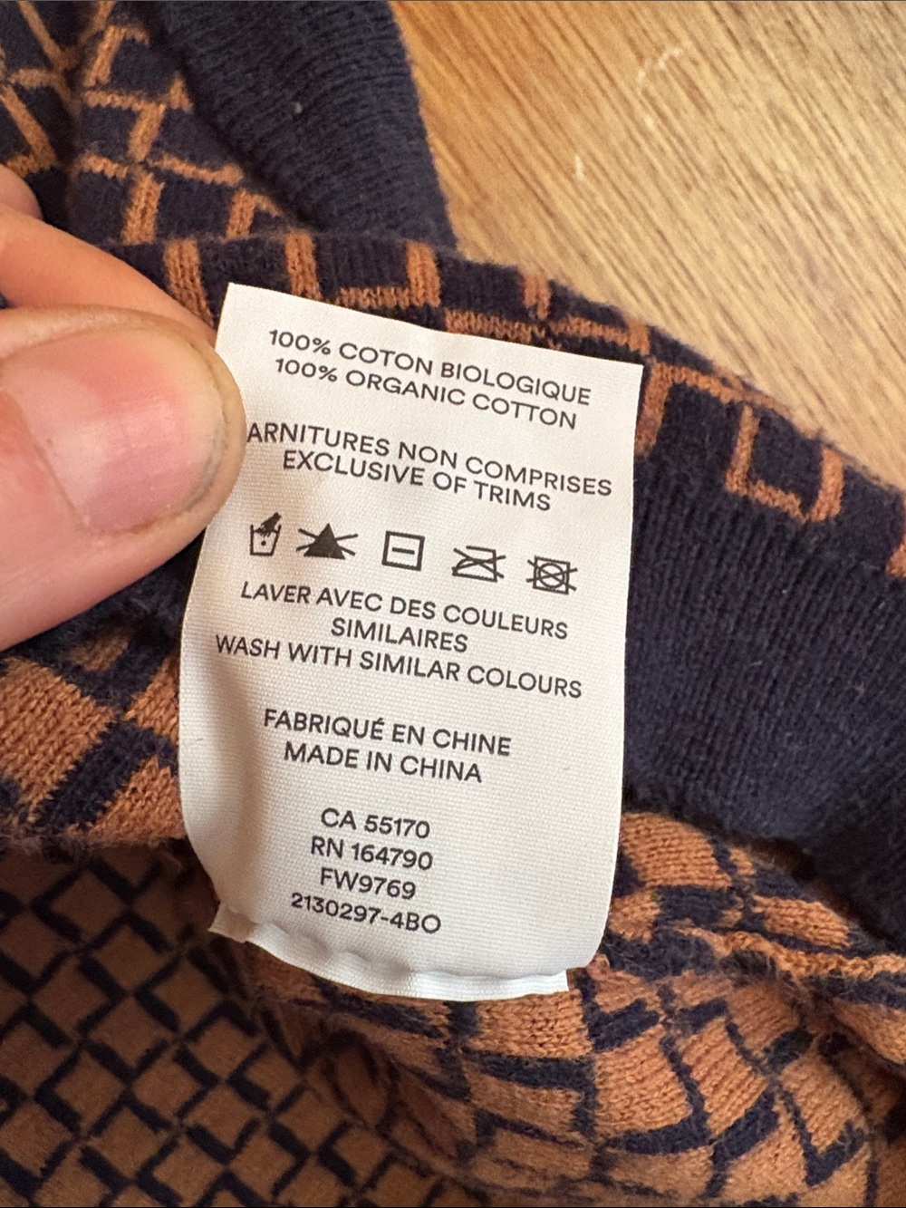 Frank & Oak Organic Cotton Knit Vest – Navy & Rust Pattern, Button Front, Size S - Picture 3 of 3